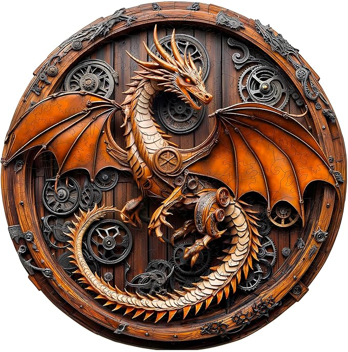 Wooden Puzzles for Adults, Mechanical Dragon Wooden Jigsaw Puzzle for Adults by PIJESAKSA