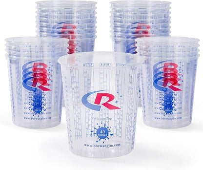 Paint Mixing Cup 40 Ounce, Accurate Measurements in Ratios and OZ. and ML by CRCHRWLIN