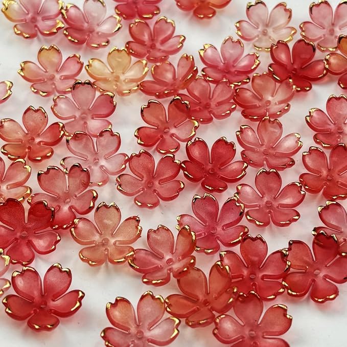 100pcs Acrylic Flower Beads, 19mm Cherry Blossom Plastic Gradient Flower Spacer by Unknown