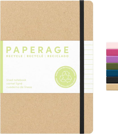 PAPERAGE Recycled Lined Journal Notebook, 160 Pages, Medium 5.6 in x 8 in by PAPERAGE