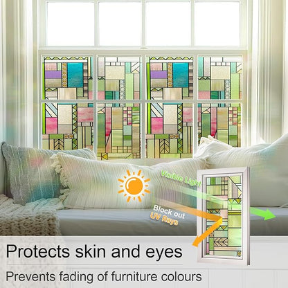 LuminManta 3D Stained Glass Window Privacy Film, Heat Control UV Blocking - Image 3