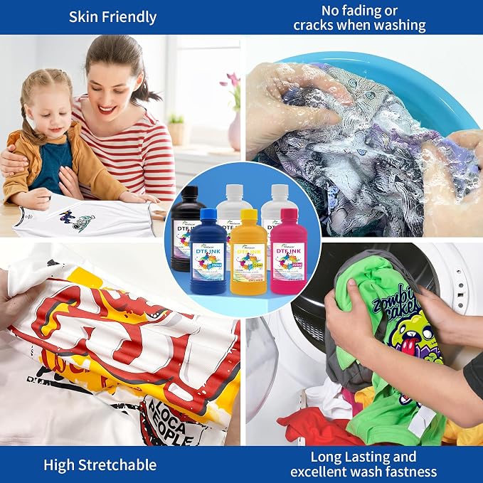 DTF Ink 250mlx6 for I3200 XP600 R1390 L1800, ET-2850 XP-15000, Heat Transfer - Image 4