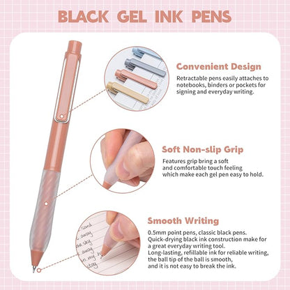 Gel Pens 0.5mm Point Pen Black Ink Smooth Writing Retractable Pen - Image 2