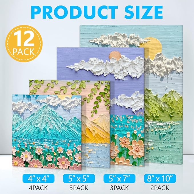 ESRICH Canvas Boards for Painting 12 Pack Art Supplies Paint Canvas 4x4 - Image 2