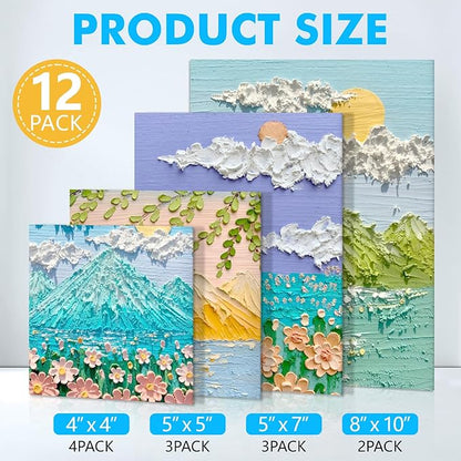 ESRICH Canvas Boards for Painting 12 Pack Art Supplies Paint Canvas 4x4 - Image 2