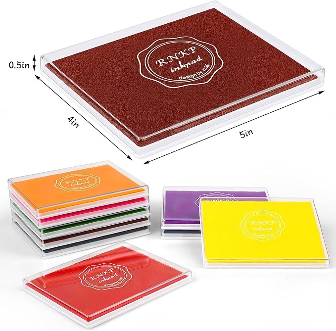RNKP Large Brown Ink Pad for Rubber Stamps, 5 × 4 inch Ink Stamp Pads Permanent - Image 2