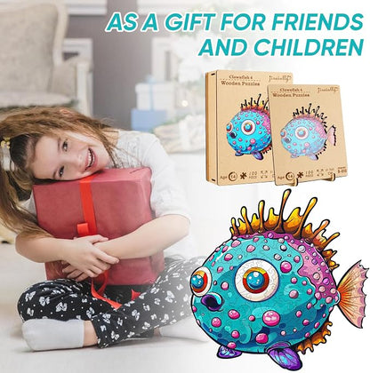 Wooden Puzzles for Kids, 100 Pieces Ocean Puzzle, Unique Fish Shaped Wooden - Image 5