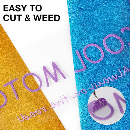 HTVRONT Purple Glitter HTV Heat Transfer Vinyl Rolls - Image 4