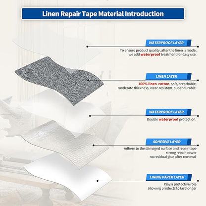 KING MOUNTAIN Linen Repair Patches, Self-Adhesive Linen Fabric Patches - Image 3