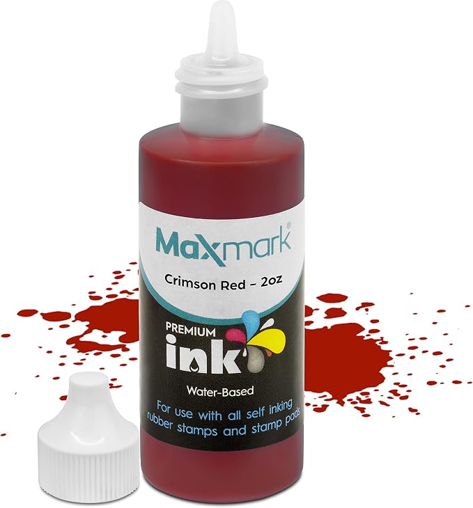 MaxMark Premium Refill Ink for self Inking Stamps and Stamp Pads, Crimson Red by Maxmark