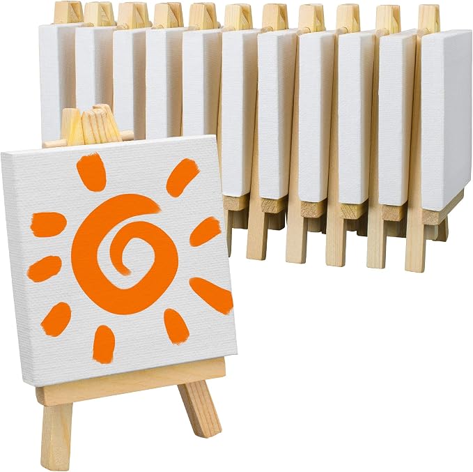FIXSMITH 3x3 Inch Mini Stretched Canvas Easel Set- Bulk Pack of 12, Small by FIXSMITH