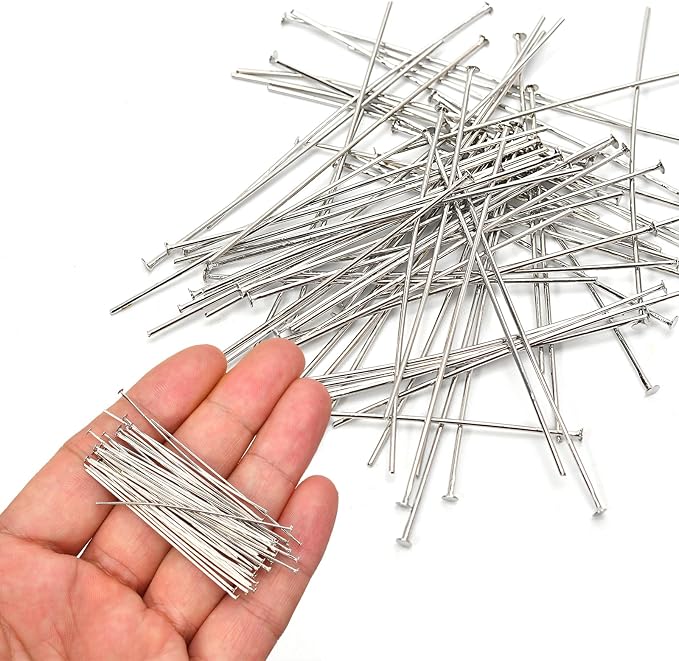 150pcs Silver Filled Flat Head Pins Non Tarnish Craft Earring Bracelet Jewelry - Image 3