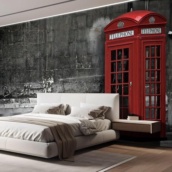 wall26 Wall Sticker/Wall Mural British Phone Booth in London, Not Peel and Stick - Image 4
