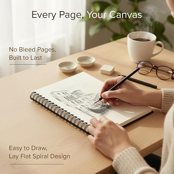 Artist’s Sketchbook Hardcover – 200GSM Very Thick Paper – Large, Spiral Sketch - Image 3