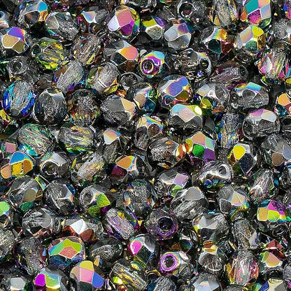 1.8 oz of Faceted Fire Polished Pressed Czech Glass Beads 4mm, Crystal Vitrail - Image 5