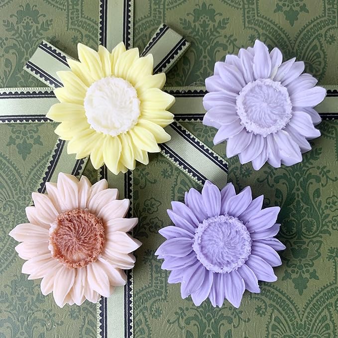 Wehous 2PCS Sunflower Candle Mold Unique Flower Silicone Fondant Chocolate Cake - Image 7