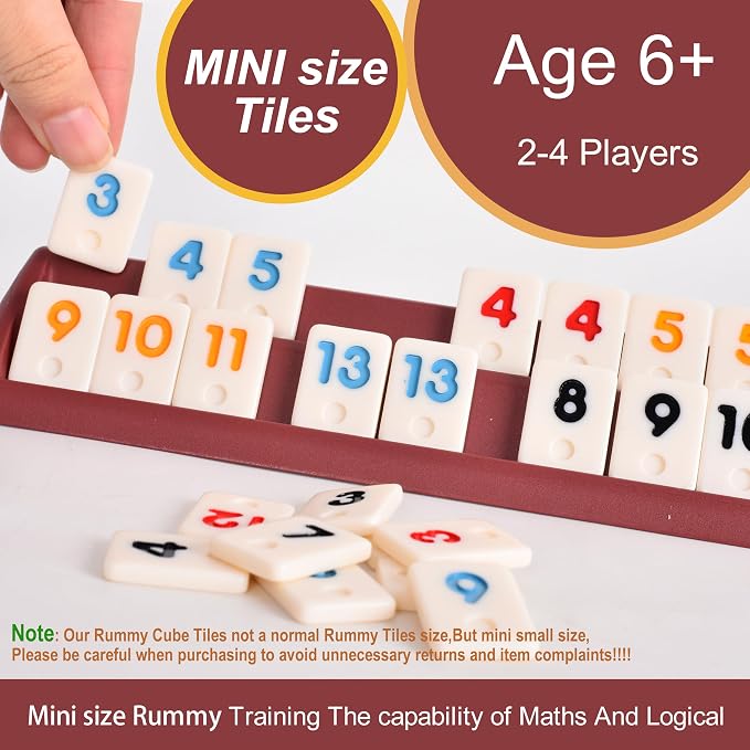 Smilejoy Mini Rummy Cube 4 Players Edition, Travel Rummy Game Set - Image 4