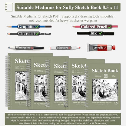 Sketch Book 8.5 x 11, Sketch Pad, 100 Sheets Spiral Sketchbook, Acid Free - Image 5