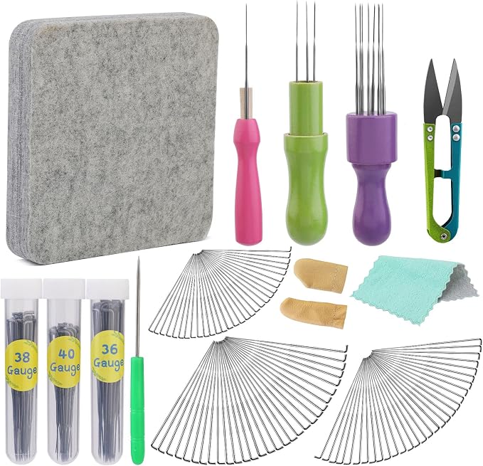 99 Pcs Needles Felting Tools Needles Wool Felting Soft Needle Felting Pad by SOCNITC