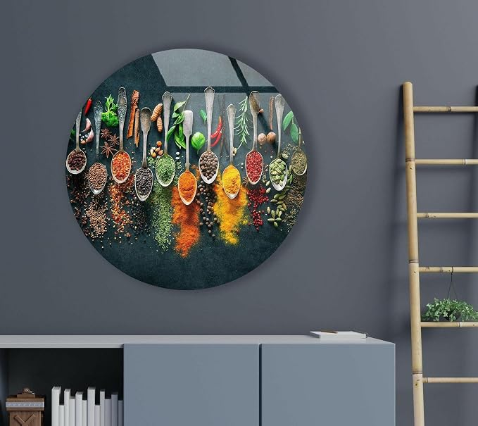 My Photostation.com 15.8'' Diameter Colorful Herbs Round Glass Wall Art - Image 8