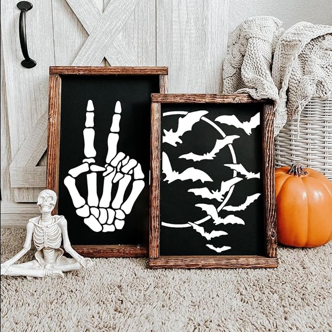 Halloween Stencils for Door Mats Welcome Skeleton Doormat Stencils Boo Spooky - Image 7
