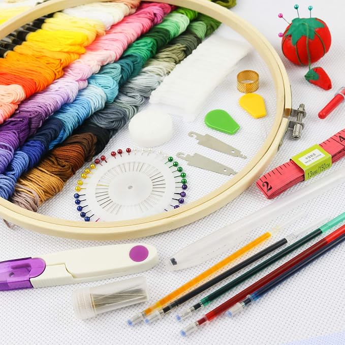 Similane Embroidery Kit 215 Pcs, 100 Colors Threads, 40 Sewing Pins, Cross - Image 2