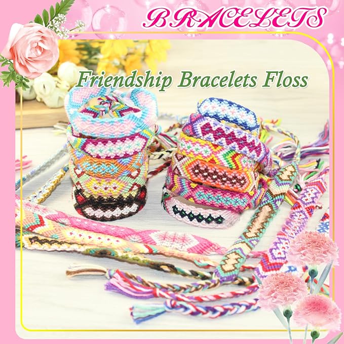 Friendship Bracelet String 50 Skeins Fashionable Rainbow Color Embroidery Floss - Image 9
