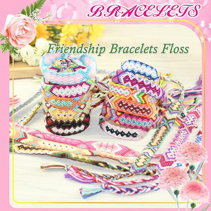 Friendship Bracelet String 50 Skeins Fashionable Rainbow Color Embroidery Floss - Image 9