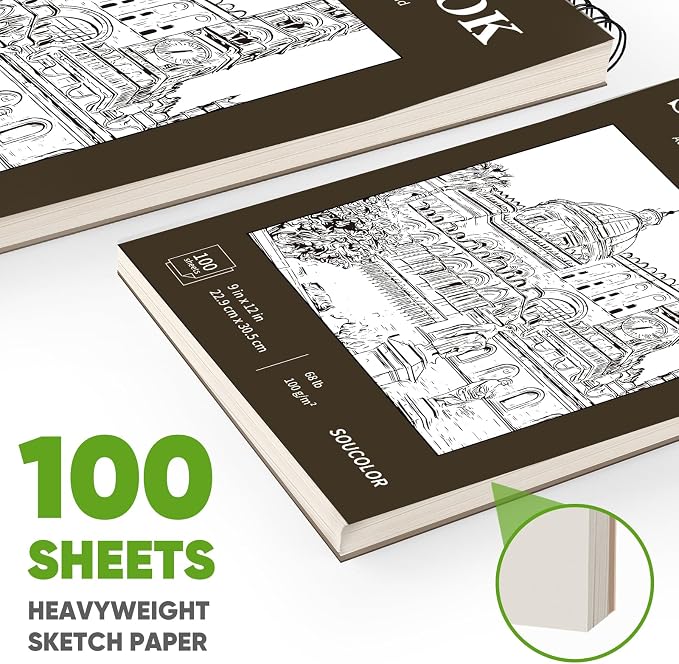 Classroom Must Haves Supplies for Teacher Student, Soucolor 9" x 12" Sketch - Image 3