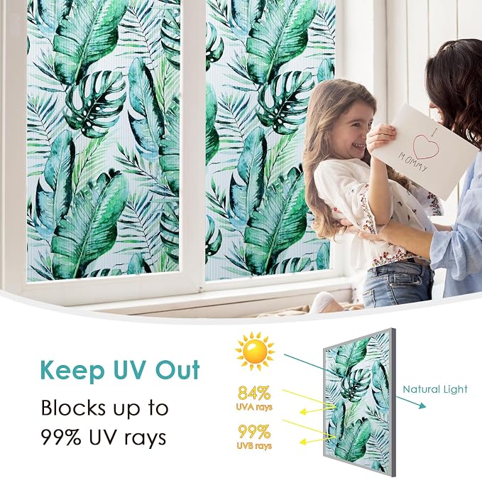 DKTIE Nature Pattern Rainbow Window Film Decorative Stained Glass Window Film - Image 6