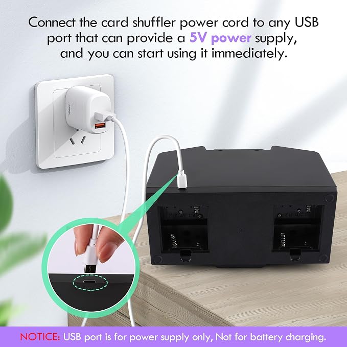Card Shuffler 4 Deck Automatic, USB-Power & Battery-Operated Electric Shuffler - Image 5