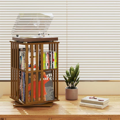 XIMN 360° Rotating Bamboo CD/DVD Shelf - Image 4