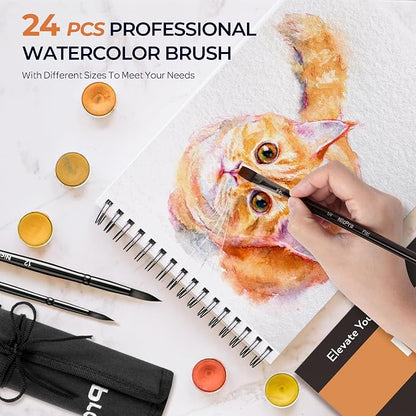 Nicpro 24pcs Watercolor Brushes Professional, Soft Synthetic Squirrel Hair - Image 8