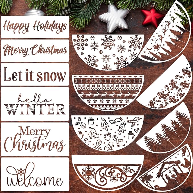 Christmas Stencils for Door Mats 12” Christmas Stencils for Crafts Reusable by SUNVERSE