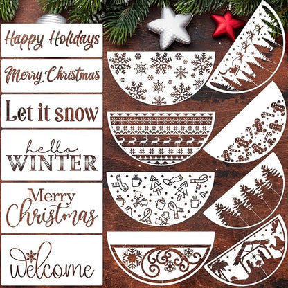 Christmas Stencils for Door Mats 12” Christmas Stencils for Crafts Reusable by SUNVERSE