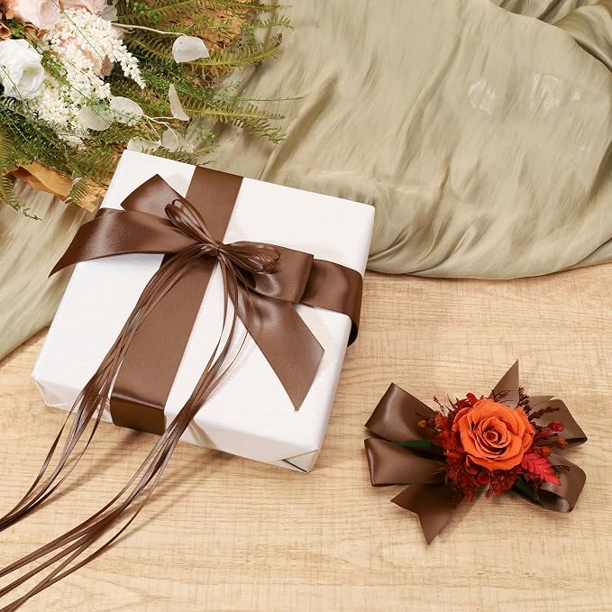 LaRibbons Brown Satin Ribbon 1/8 Inch 100 Yards Thin Luxury Double Faced Mocha - Image 4