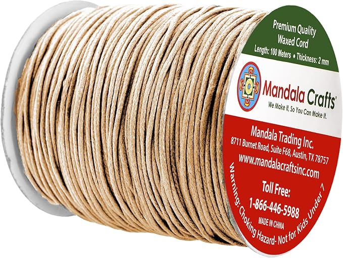 Mandala Crafts 2mm 109 Yards Natural Cotton Waxed Cord - Image 2