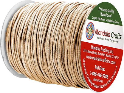 Mandala Crafts 2mm 109 Yards Natural Cotton Waxed Cord - Image 2