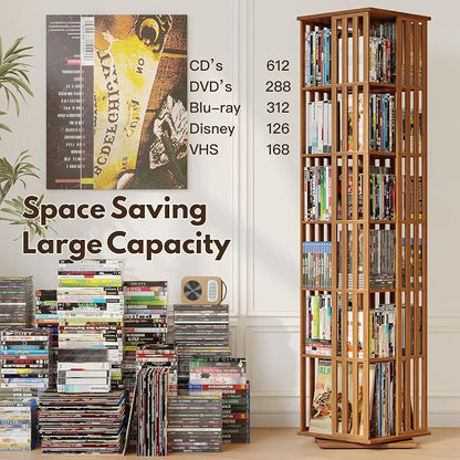XIMN 360° Rotating Bamboo CD/DVD Shelf - Image 3