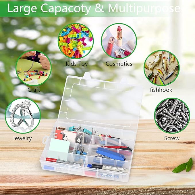 Large 24 Grids Plastic Organizer Box Adjustable Dividers, Art DIY Crafts - Image 6