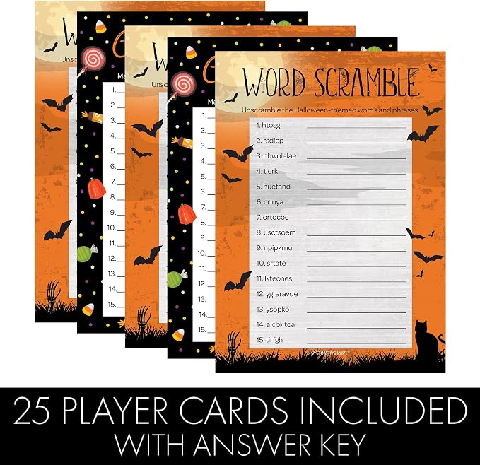 DISTINCTIVS Halloween Party Games – Word Scramble and Candy Match 2 Game Bundle - Image 4