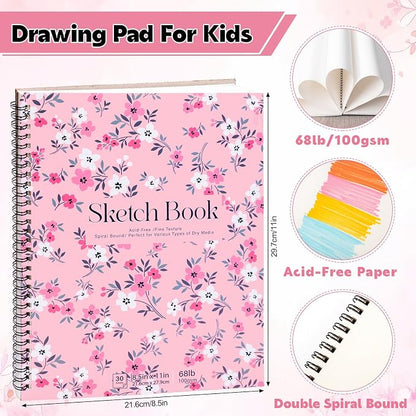 4 Pack Sketch Book, 8.5 x 11Inch Sketchbook, 68lb/100gsm Top Spiral Bound - Image 2