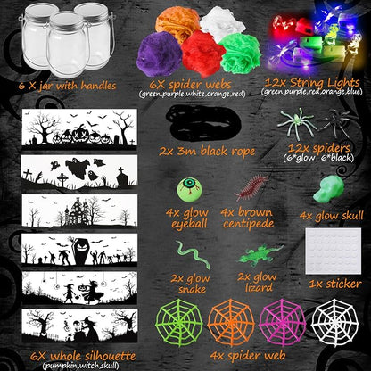 Halloween Crafts Activities for Kids Ages 4-12, 6 Pack Glass Mason Jar for - Image 7