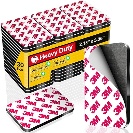 30 Pcs Large Strong Double Sided Adhesive Pads, Made of 3M, Heavy Duty Square by PHIXBEAR