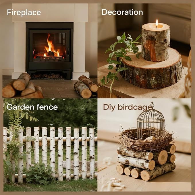 6-Pack White Birch Logs for Fireplace - Image 4
