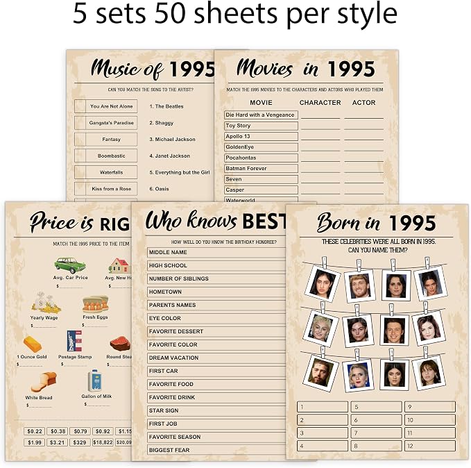 QUPT 30th Birthday Party Games, Born in 1995 Games Bundle, Birthday Party - Image 4