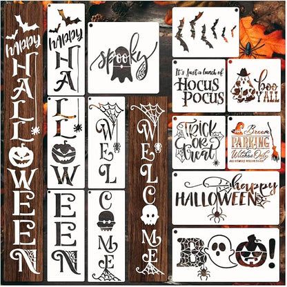 Halloween Stencils for Painting on Wood Door Sign Reusable Large Holiday by Boqon