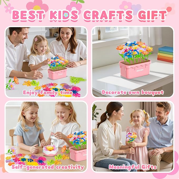 Deesry Fabric Flower Bouquets Toys, DIY Flower Craft Kits Year, Flowers Market - Image 6