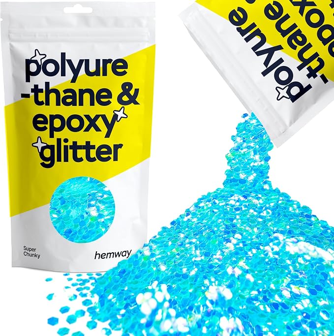 Hemway Glitter for Resin 100g Baby Blue Iridescent Metallic Crystals for Epoxy by Hemway