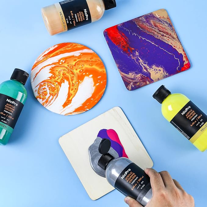 Nicpro 14 Colors 8.45oz Acrylic Pouring Paint Kit, Large Volume Premixed High - Image 9